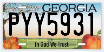 GA license plate PYY5931