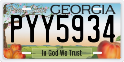 GA license plate PYY5934