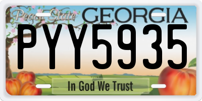 GA license plate PYY5935