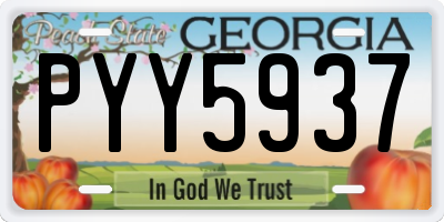 GA license plate PYY5937