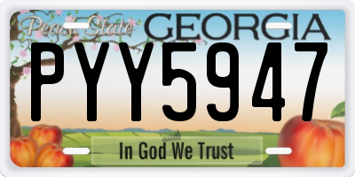GA license plate PYY5947