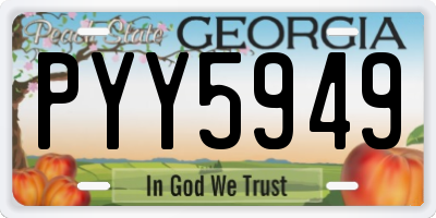 GA license plate PYY5949
