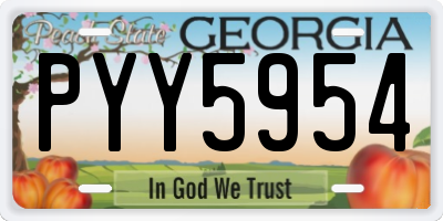 GA license plate PYY5954