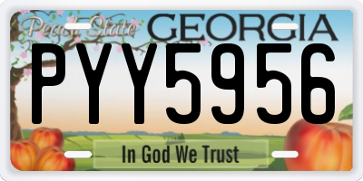 GA license plate PYY5956