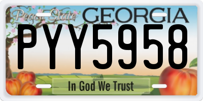 GA license plate PYY5958
