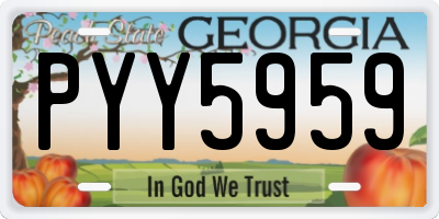 GA license plate PYY5959