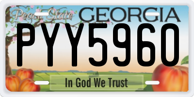 GA license plate PYY5960