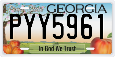 GA license plate PYY5961