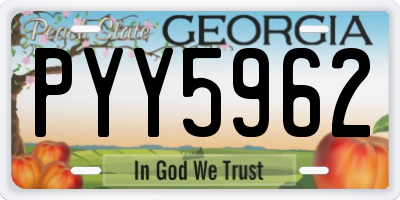 GA license plate PYY5962