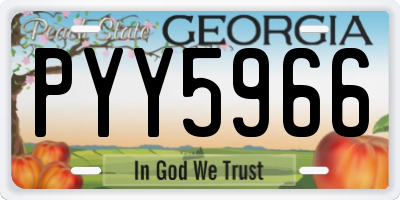 GA license plate PYY5966