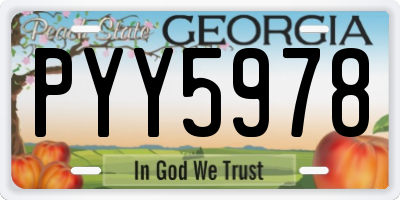 GA license plate PYY5978