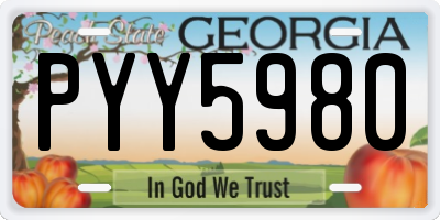GA license plate PYY5980