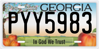 GA license plate PYY5983