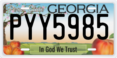 GA license plate PYY5985