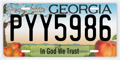 GA license plate PYY5986