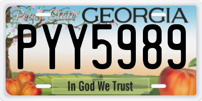GA license plate PYY5989