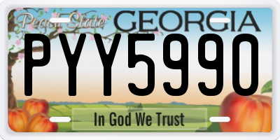 GA license plate PYY5990