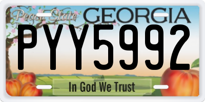 GA license plate PYY5992