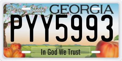 GA license plate PYY5993