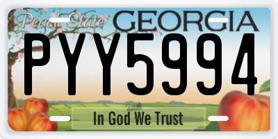 GA license plate PYY5994