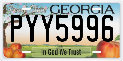 GA license plate PYY5996