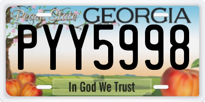 GA license plate PYY5998