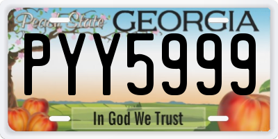 GA license plate PYY5999