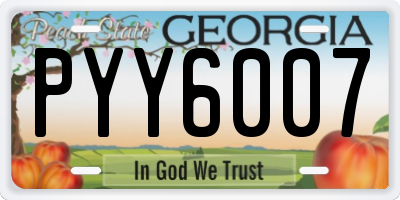 GA license plate PYY6007