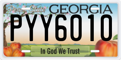 GA license plate PYY6010