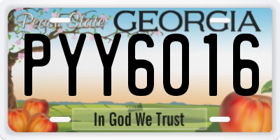 GA license plate PYY6016
