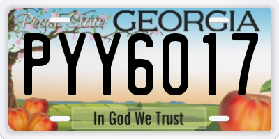 GA license plate PYY6017