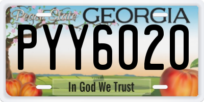 GA license plate PYY6020