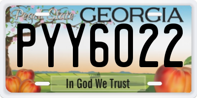 GA license plate PYY6022