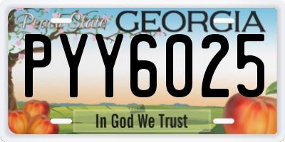 GA license plate PYY6025