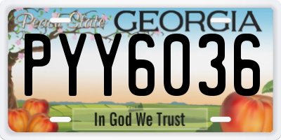 GA license plate PYY6036