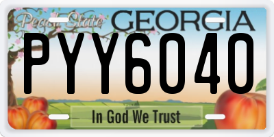 GA license plate PYY6040