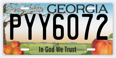 GA license plate PYY6072