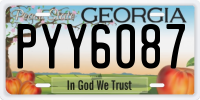 GA license plate PYY6087