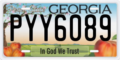 GA license plate PYY6089