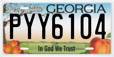 GA license plate PYY6104