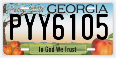 GA license plate PYY6105