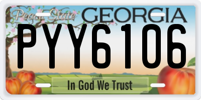 GA license plate PYY6106