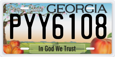 GA license plate PYY6108