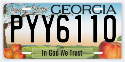 GA license plate PYY6110