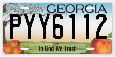 GA license plate PYY6112