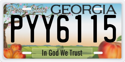 GA license plate PYY6115
