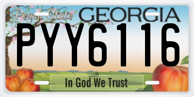 GA license plate PYY6116