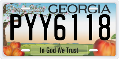 GA license plate PYY6118
