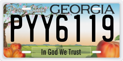 GA license plate PYY6119