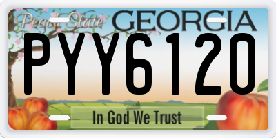 GA license plate PYY6120